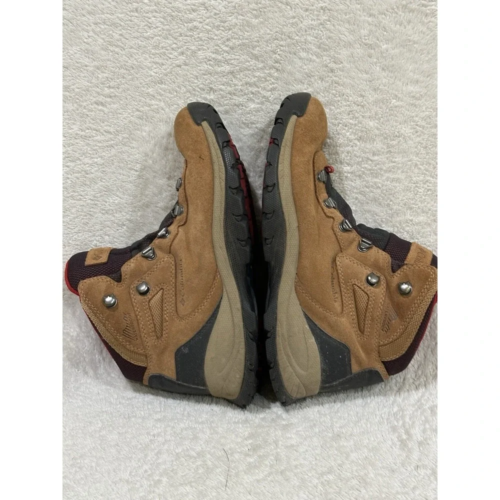 Columbia Newton Ridge Waterproof Hiking Boot Women Size 8.5 Brown Red BL4552-286